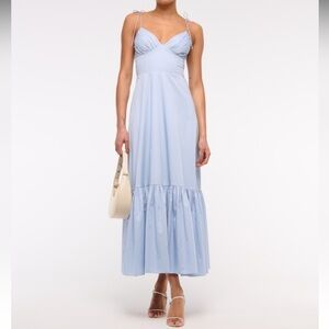 A&F tie strap tiered maxi (blue, xs)